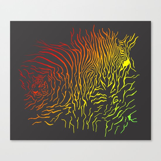 Tiger and zebra Canvas Print