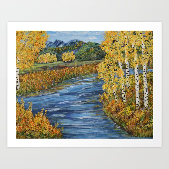 Autumn In The Mountains Fall Decor Aspen Birch Tree Painting Art