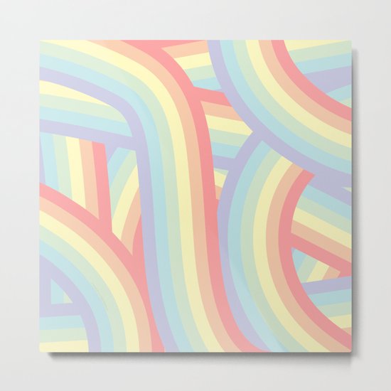 Soft Pastel Rainbow Stripes Pattern Metal Print