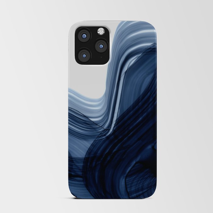 Abstract Blue Grey Minimal Brushstrokes iPhone Card Case