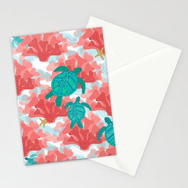 Sea Turtles in The Coral - Ocean Beach Marine Stationery Cards