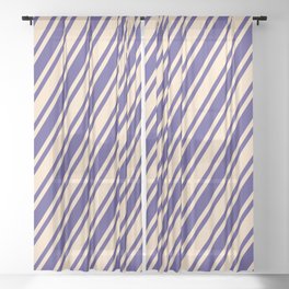 [ Thumbnail: Bisque and Dark Slate Blue Colored Stripes/Lines Pattern Sheer Curtain ]