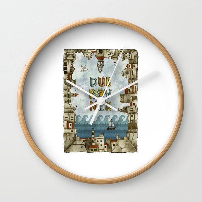Dubrovnik Croatia - digital illustration Wall Clock