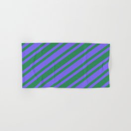 [ Thumbnail: Sea Green & Medium Slate Blue Colored Pattern of Stripes Hand & Bath Towel ]