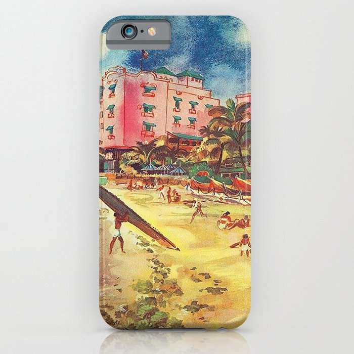 Hawaii's Famous Waikiki Beach landscape painting iPhone Case