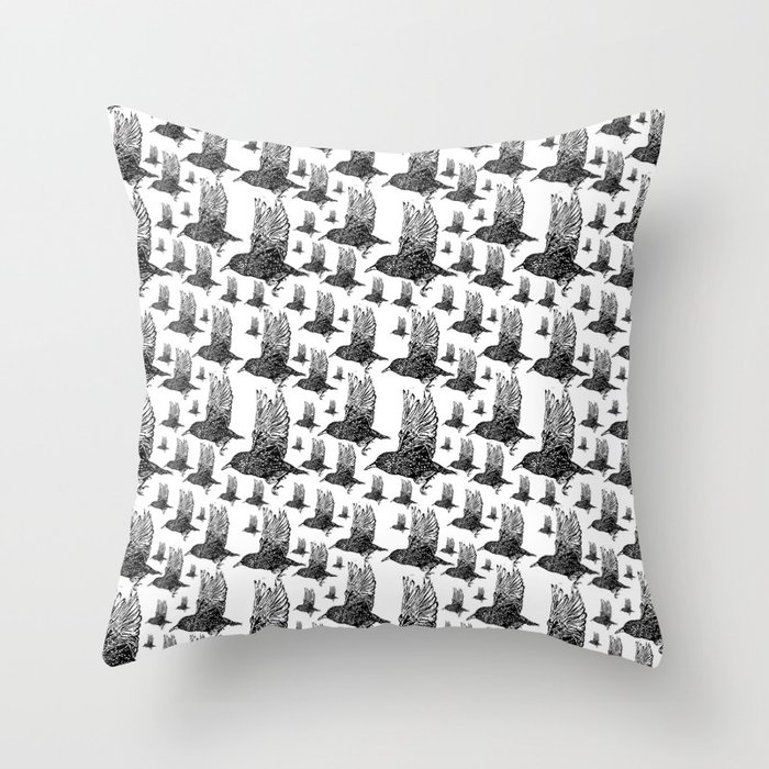 Flock of Starlings / Murmuration Throw Pillow