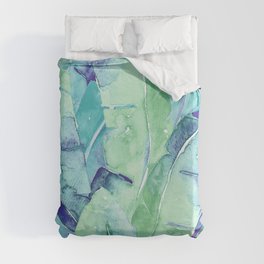 Banana Tree Leaves | Tropical  BLUE Watercolor Duvet Cover