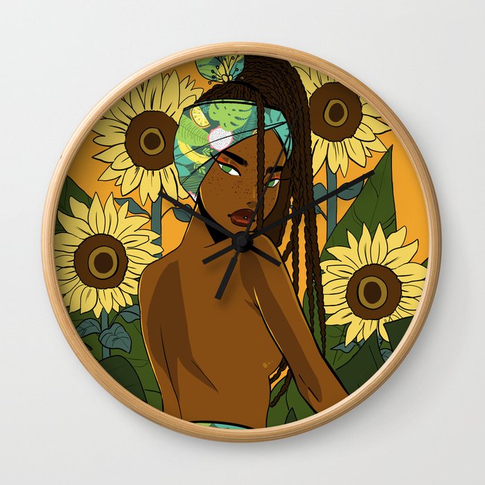 Sunflower Goddess Wall Clock