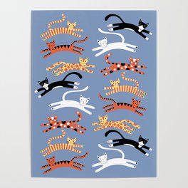 Cats Leaping Poster