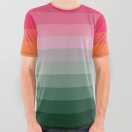 Colorful Abstract Vintage Style Retro Rainbow Summer Stripes I All Over Graphic Tee
