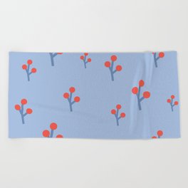 Floral pattern blue Beach Towel