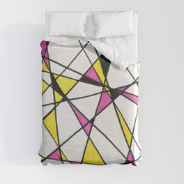Geometric Neon Triangles - Pink, Yellow & Black Duvet Cover