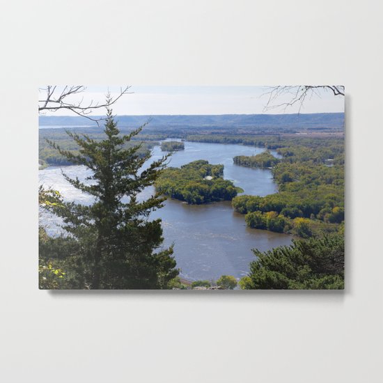 Upper Mississippi River, looking downriver from Buena Vista Park, Alma, WI Metal Print