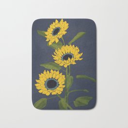 Sunflower Black Sami Bath Mat | Pattern, Leaves, Illustration, Minimal, Minimalist, Summer, Color, Garden, Spring, Floral 