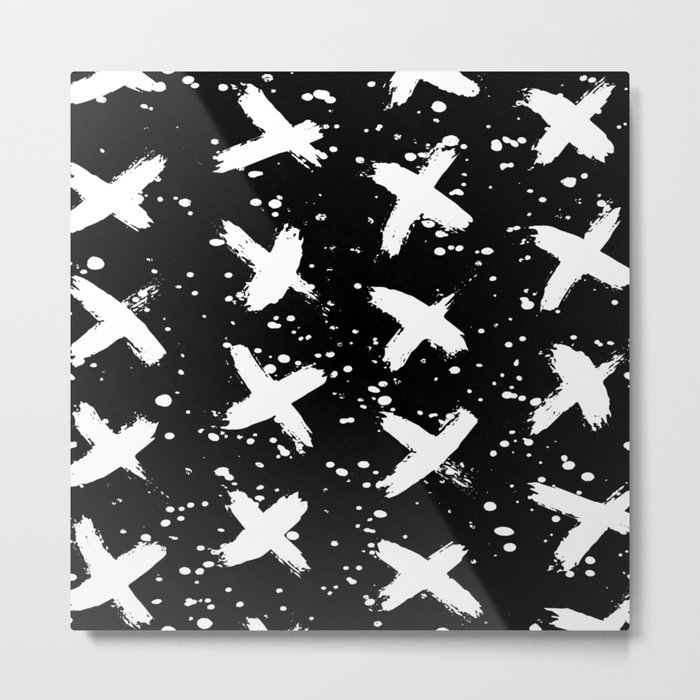 X Paint Spatter Black and White Metal Print