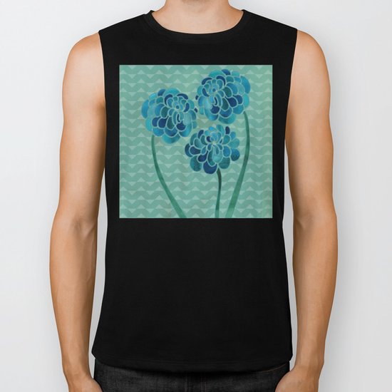 Blue Chrysanthemums Biker Tank