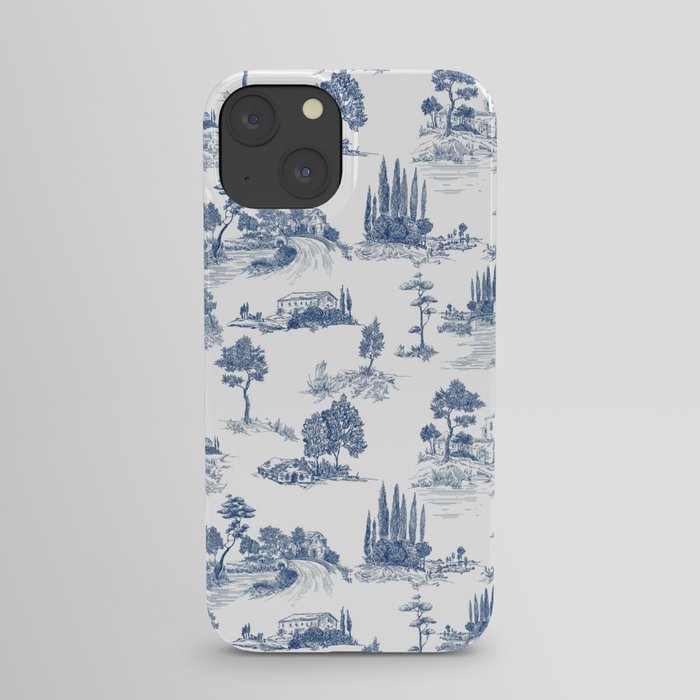 Toile de Jouy Vintage French Navy Blue & White Pastoral iPhone Case