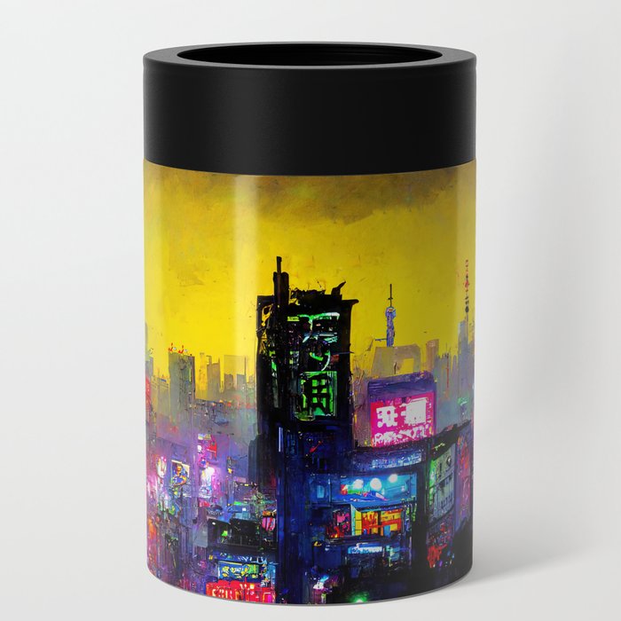 Tokyo Cyberpunk Cityscape at Night Can Cooler