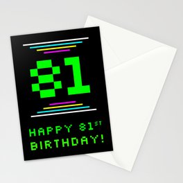 [ Thumbnail: 81st Birthday - Nerdy Geeky Pixelated 8-Bit Computing Graphics Inspired Look Stationery Cards ]