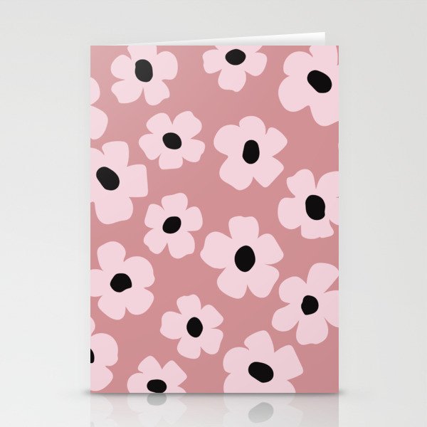 Retro floral pattern sixties flower power 00143 Stationery Cards
