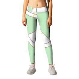 White Gifts Boxes on the Light Green Background Leggings | Figurative, Hatching, Celebrate, Acrylic, Graphicdesign, Watercolor, Ink, Drafting, Box, Illustration 