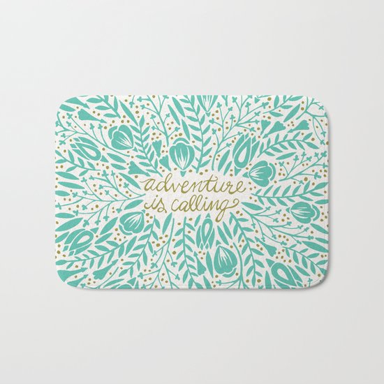 Adventure is Calling – Turquoise & Gold Palette Bath Mat