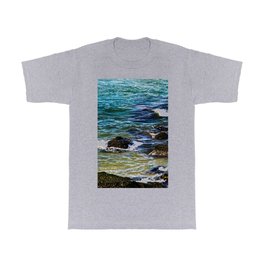 Rocky Shore Sea Waves Rocks Seascape T Shirt | Ocean, Sea, Surf, Coast, Shoreline, Cliffs, Foam, Marine, Water, Wild 