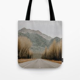 Argentina Photography - Long Road Going Towards A Huge Mountain Tote Bag