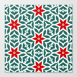 Red and Green Floral Mosaic Canvas Print
