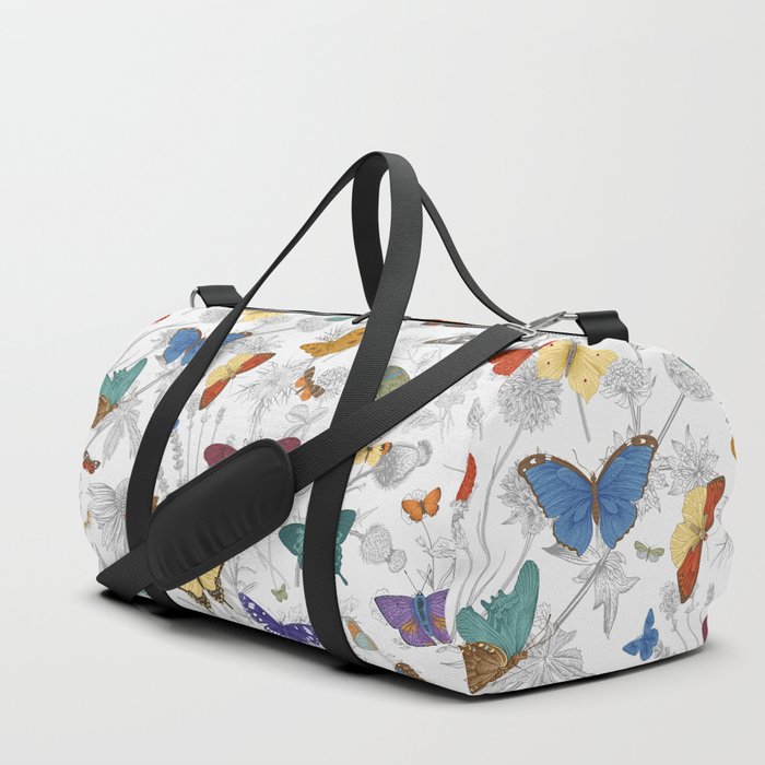 Magical Wild Butterflies Cottage Garden Floral Duffle Bag