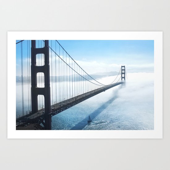 golden gate bridge river Art Print