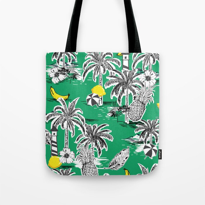 Green Tropical Island Tote Bag