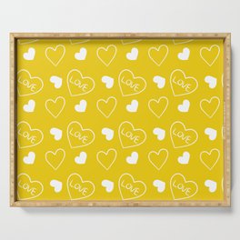 Valentines Day White Hand Drawn Hearts Serving Tray