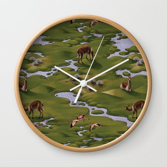 Vicuñas and Flamingoes Wall Clock