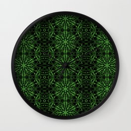 Liquid Light Series 11 ~ Green Abstract Fractal Pattern Wall Clock