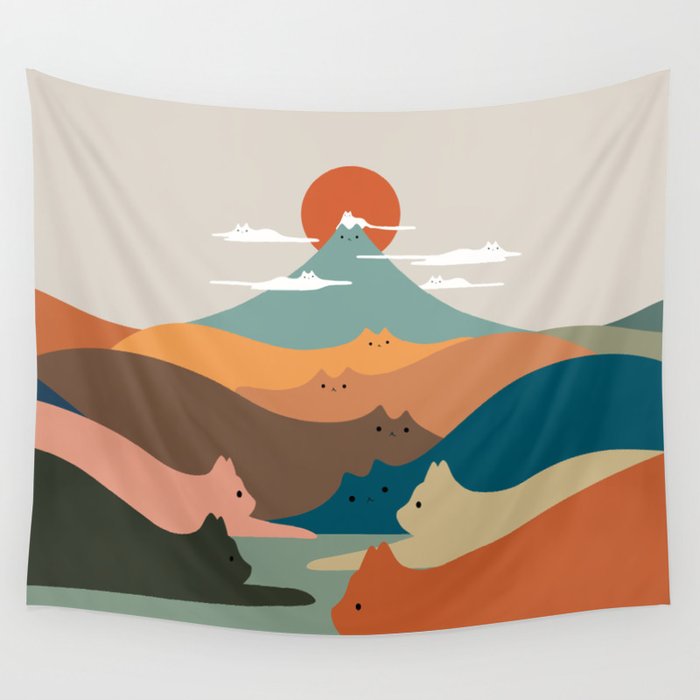 Cat Landscape 132 Wall Tapestry