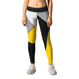 Simple Modern Gray Yellow and Black Geometric Leggings | Yellow, Contemporary, Black, Triangles, Geo, Geometric, Manly, Patterns, Simple, Masculine 