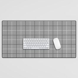 Tattersall Windowpane Check Plaid (gray/black/white) Desk Mat