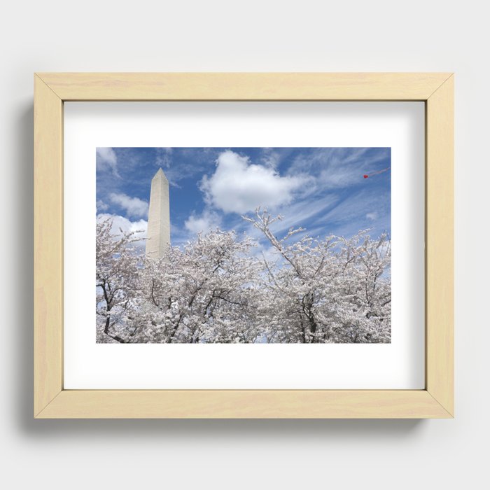 Washington DC Cherry Blossom Festival and the Washington Monument Kites Recessed Framed Print