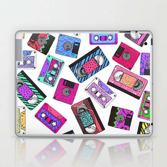 Retro 80's 90's Neon Patterned Cassette Tapes Laptop & iPad Skin