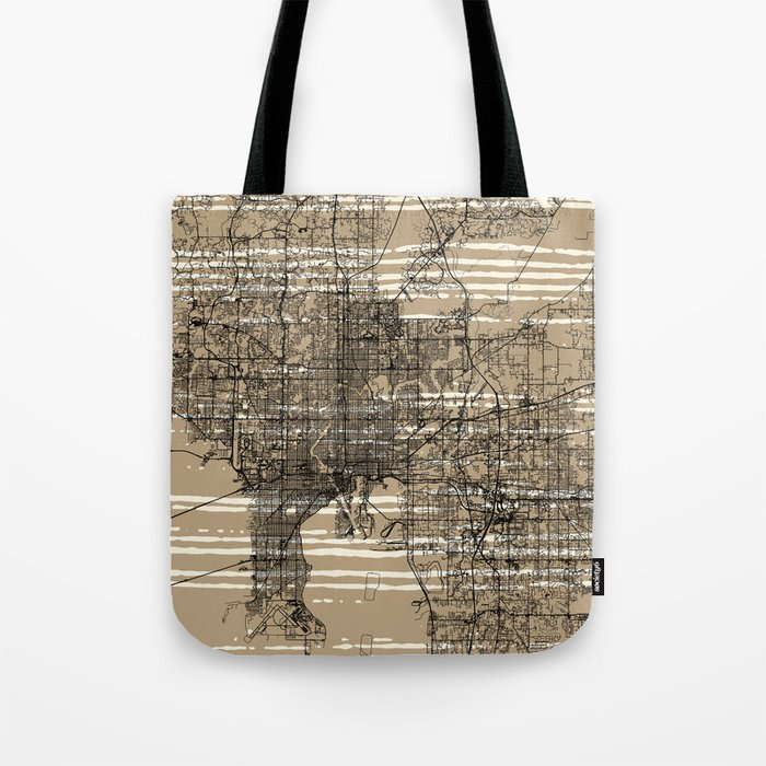 Tampa, Florida - Vintage City Map Tote Bag