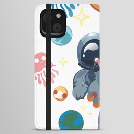 Cool Funny Floating Space Astronaut with Jellyfish iPhone Wallet Case