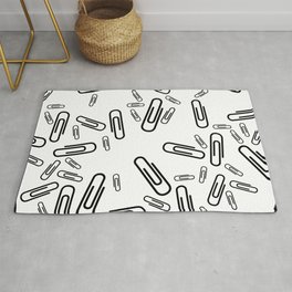Paper Clips pattern - Black and white Rug