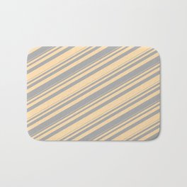 [ Thumbnail: Dark Gray & Tan Colored Stripes/Lines Pattern Bath Mat ]