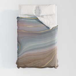 Blue Brown Gold Agate Geode Luxury Duvet Cover