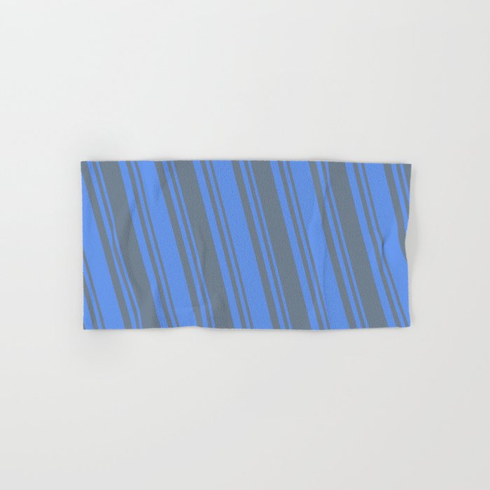 Cornflower Blue and Slate Gray Colored Lines/Stripes Pattern Hand & Bath Towel