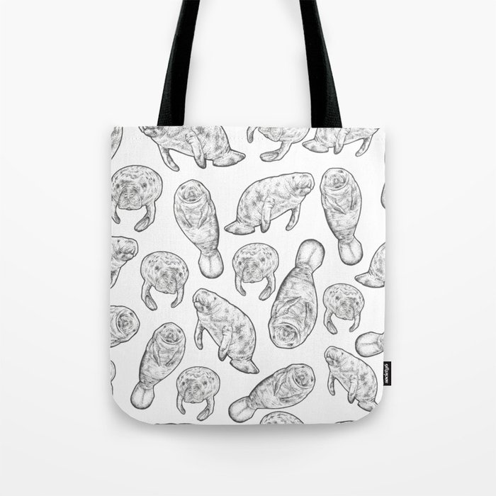 Manatees - Black & White Tote Bag