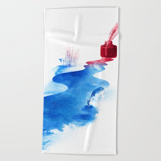 The drama of causality Beach Towel