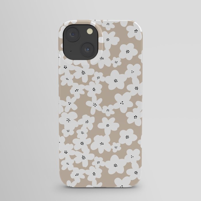 Modern Tan White Flowers Matisse Inspired iPhone Case
