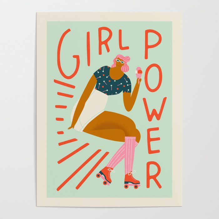 Roller skating girl Poster